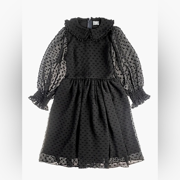 Tocoto Vintage Black Swiss Polka Dot Girls Dress Size 14Y - Picture 1 of 7